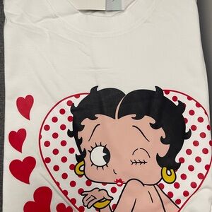 Betty Boop White Graphic Tee with Red Hearts